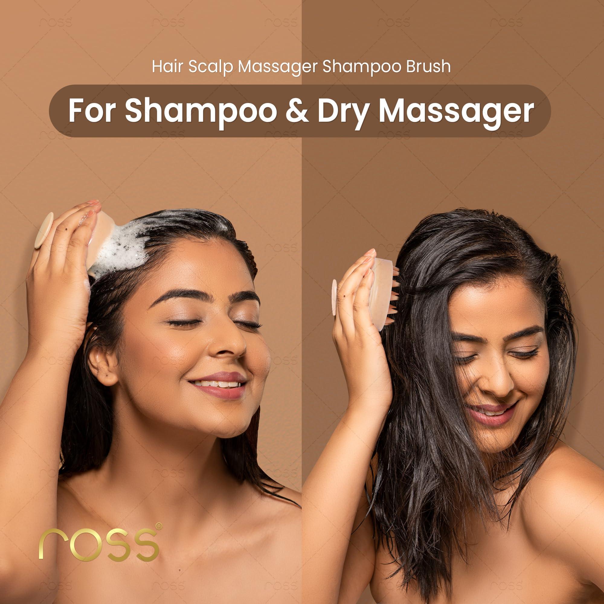 Ross Ross Round Hair Scalp Manual Massager Shampoo Hair Brush, Super Soft Bristles for Exfoliating, Anti-Dandruff (Textured Beige)