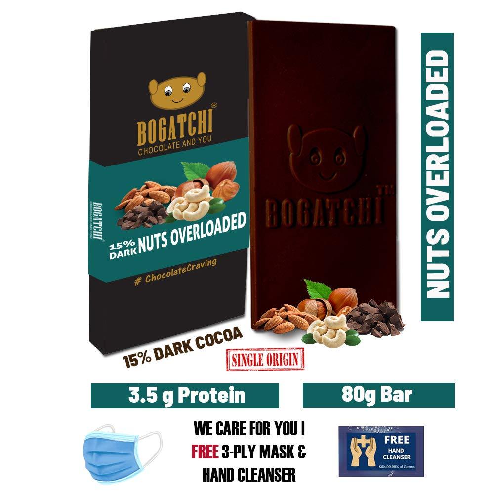 BOGATCHI BOGATCHI Nuts Overloaded 15 % Dark Chocolate Bar, 80gm