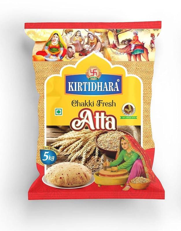 kirtidhara Kirtidhara Organic Wheat Atta 1Kg Packet KDHAT-09 Pack Of 9