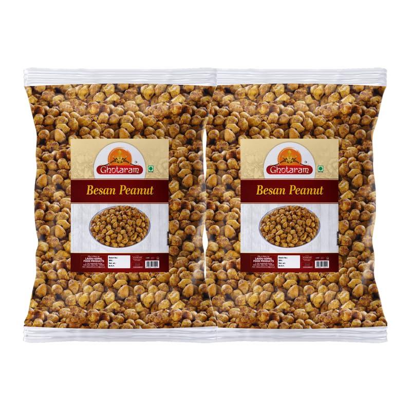 GHOTARAM Ghotaram Kadala Mavu Bold ground nuts Nut Cracker Namkeen | Organic Sing Bhujia Namkeen | Besan Coated Peanuts | Crunchy & Spicy Singh Bhujia | Fried in Groundnut Oil-420g*2Pack