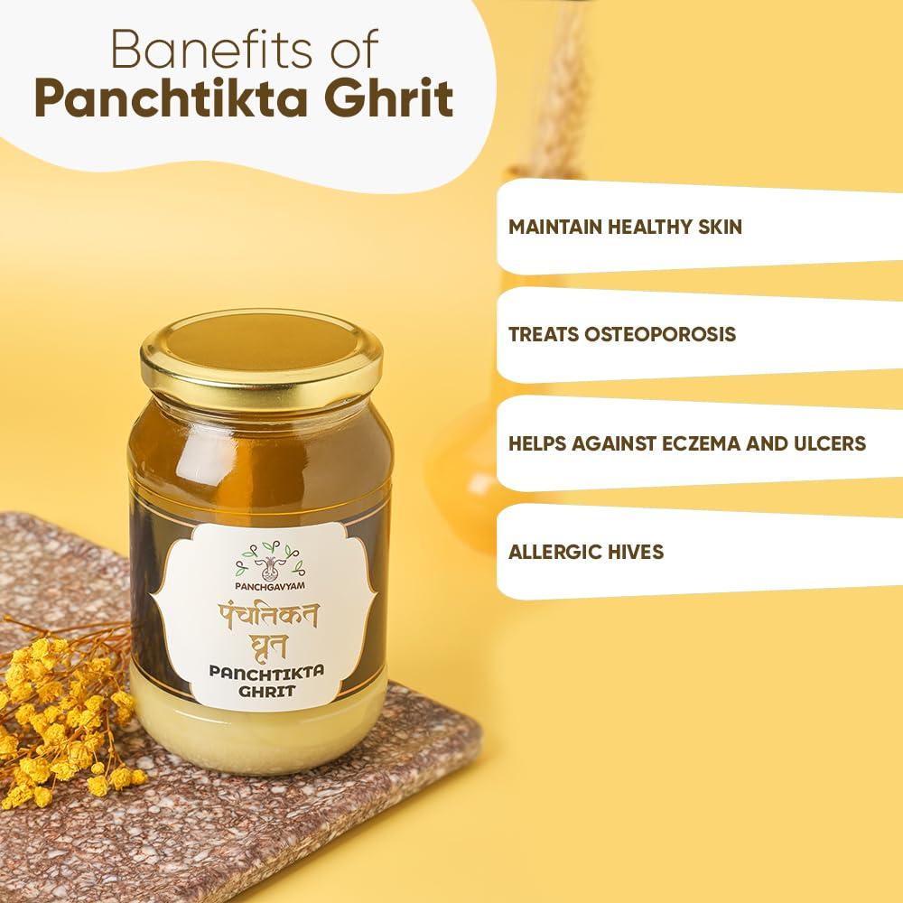 PANCHGAVYAM Panchtikta Ayurvedic A2 Medicated Ghrit/Ghee| Panchkarma Ayurveda Ghee/Ghee | Enriched with Natural Herbs | Osteoporosis Supplement for Bone Health | Cartilage & Joint Support Supplement | Menopause Care and Osteoporosis Supplement | Relief From Nigh
