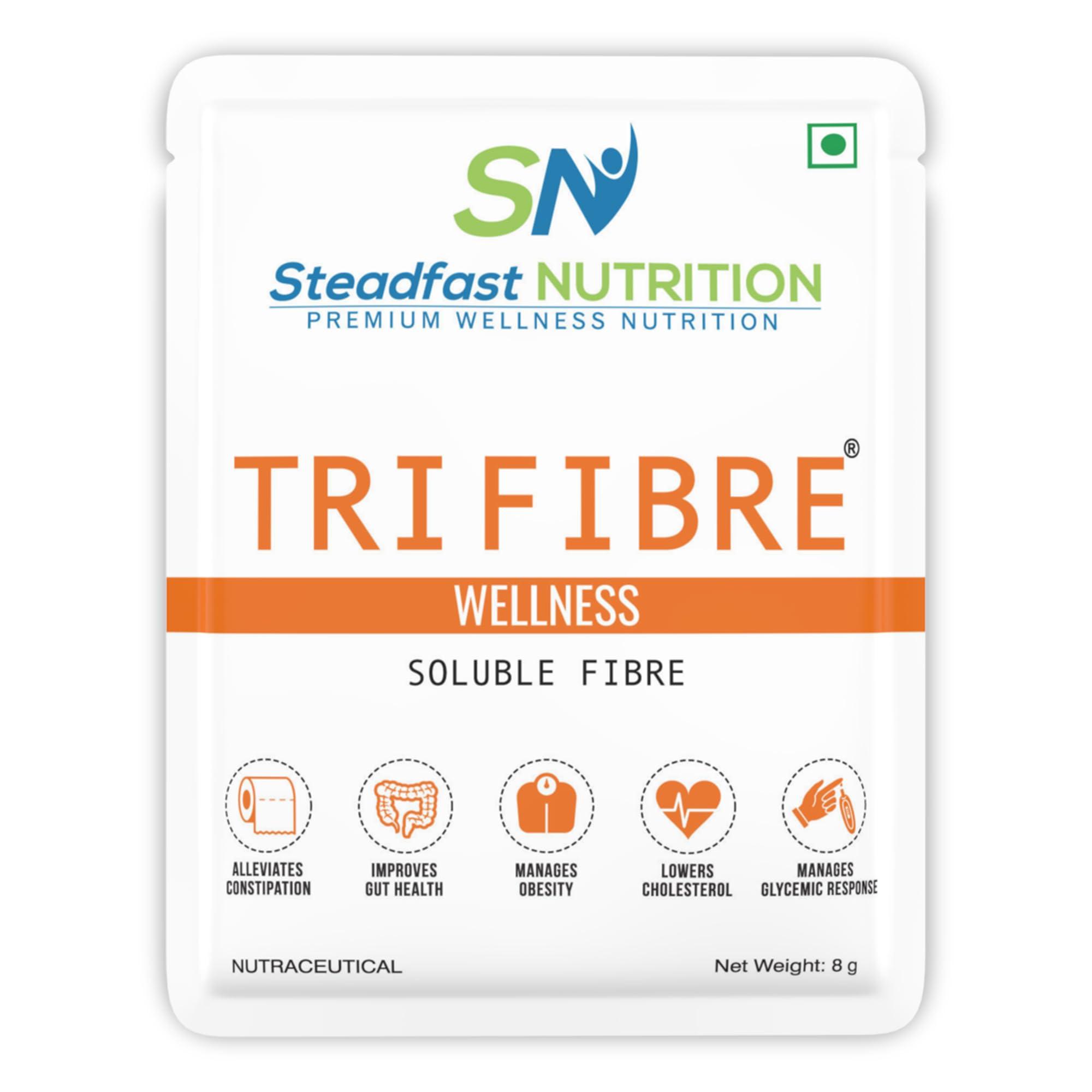 Steadfast Nutrition Steadfast Nutrition Tri Fibre | Clear Soluble Fiber Supplement for Healthy Gut & constipation relief | Gluten Free | Prebiotics | Unflavoured | 240g (Pack of 30 Sachets)