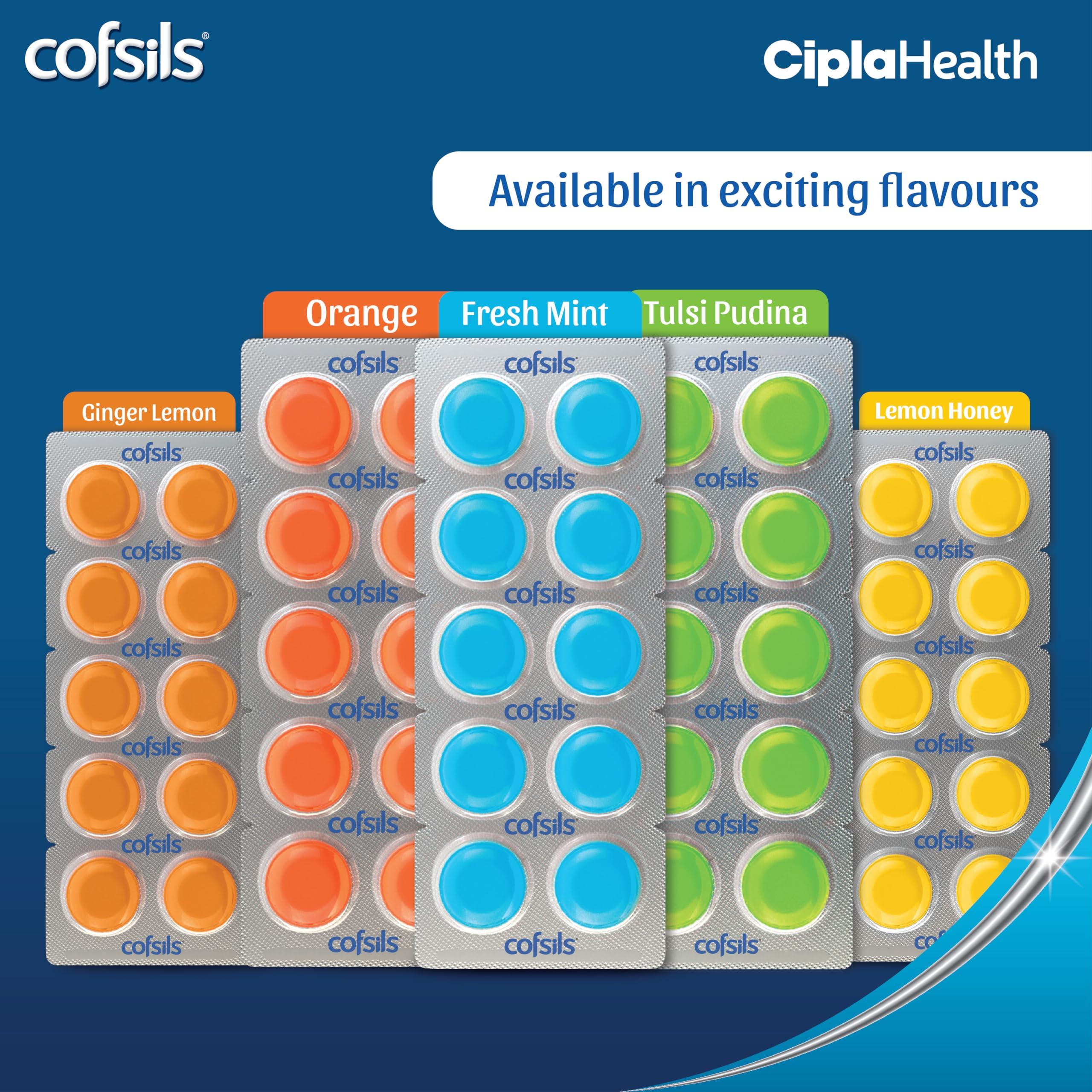 Cipla Cipla Cofsils Lozenges (200 Count) | Fresh Mint Flavour | Quick Relief from Sore Throat, Itchy Throat and Scratchy Throat (10 x 20 Strips)