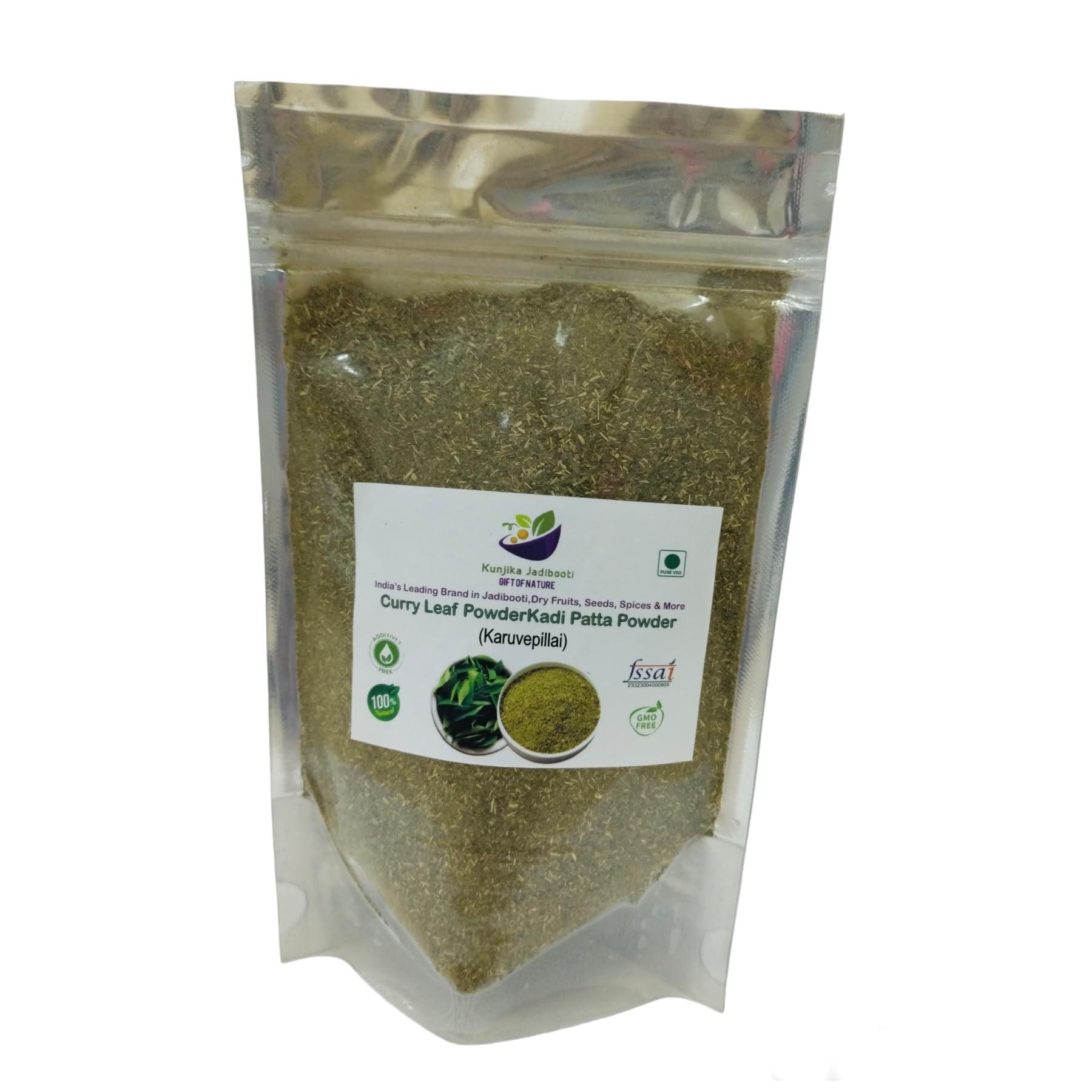 KUNJIKA JADIBOOTI Kunjika Jadibooti Curry leaves Powder | Karuveppilai Powder | Kadi Patta Powder | Karibevu Powder for Hair & Eating (100 GM)
