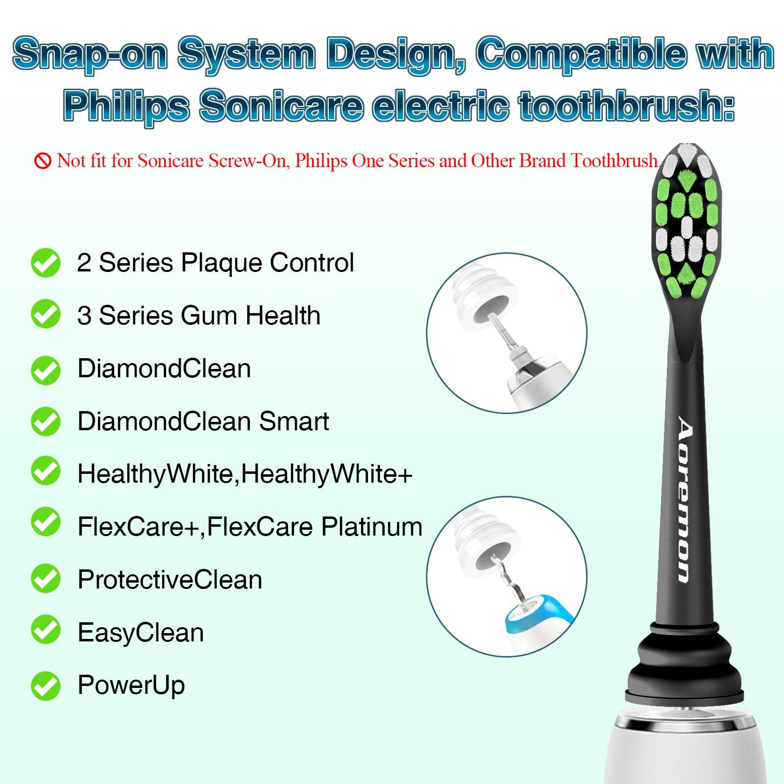Aoremon Aoremon Replacement Toothbrush Heads for Philips Sonicare Diamondclean HX6062/95 Black, 10 Pack