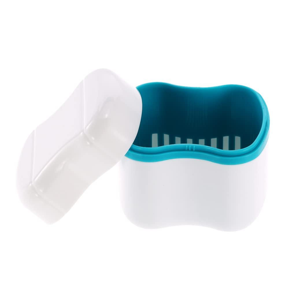 QUKAN QUKAN Denture Bath Box Case Dental False Teeth Cleaning Container Rinsing Basket Retainer Appliance Holder Tray