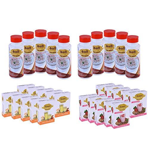 Kesari Kesari Milk Masala 50gm, Strawberry Mix Milk Masala 50gm, and Buttermilk Chaach Masala 75 gm,Combo, Pack of 10 Each
