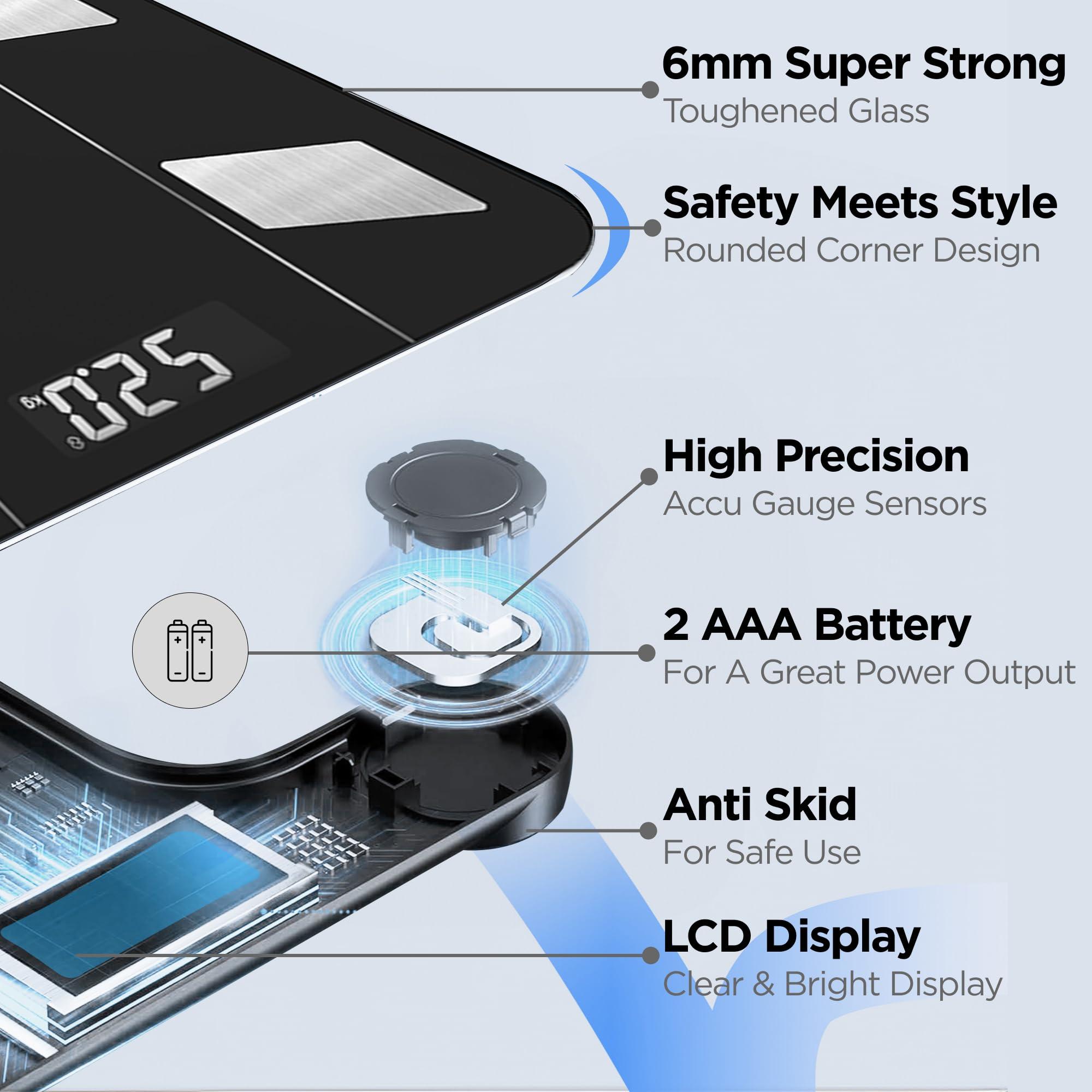 Dr Trust Dr Trust USA Hercules Smart Body Fat Scale & Composition Measurement Device-525, BMI, Personal Weighing Machine Monitor Body Weight & Age, Syncs With Fitness App (Black)