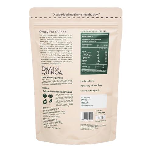 NourishYou Nourish You Organic Black Quinoa 500 gm | Dietary Grains | Certified Organic & Gluten Free | Superfood | Rich in Protein and Fiber | Pack of 1