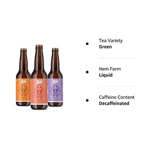 Zoh Zoh Probiotics Kombucha-(330Ml,Pack Of 3) Peach,Lavender&Kashmiri Kahwa Kombucha. Probiotic&Antioxidant Rich Raw Sparkling Tea,Low Sugar,Vegan,&With Gut Healing Active Cultures.,330 milligrams
