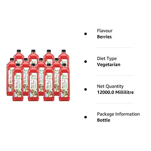 ALO FRUT Alo Frut Berries Aloevera Chunks & Juice 1 Ltr (Pack of 12) - 1 Case | Fruit Juice Mai Aloevera Chunks | Healthy Hai Isme Aloevera Hai | Ready To Serve Drink