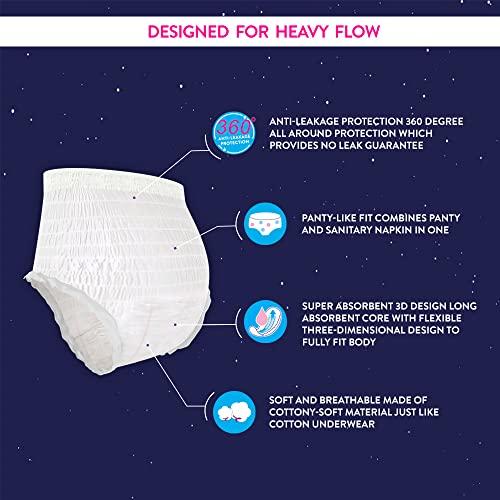 Cojin Cojin Overnight Disposable Period Panties For Heavy Flow (10 Pack - 30 Panties)|1 panty = ~4 regular pads|0% Leaks|All-Night 360 degree Period Protection - Night Period Panty