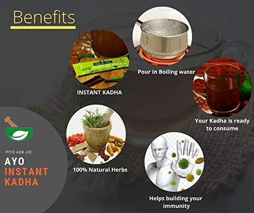 AYO AYO's Instant Kadha with 100% Natural Ingredients for Boosting Immunity(Ministry of Ayush recommended formula)