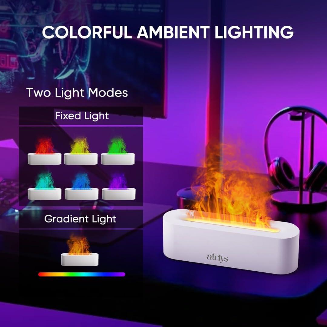 airlys Airlys Flame Diffuser: 150ml Aromatherapy with 7-Color LED Light, Customizable Timer, and Mesmerizing Flame Effect for Relaxation and Ambiance