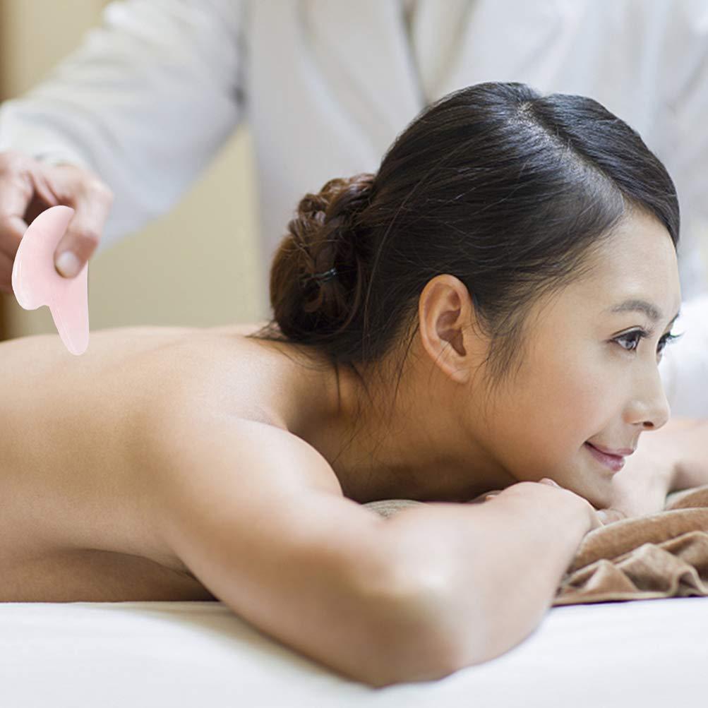 HEALLILY HEALLILY 2Pcs Guasha Massage Plate Natural Jade Stone Scraping Tool for SPA Therapy Acupuncture Trigger Point (Pink and Green)