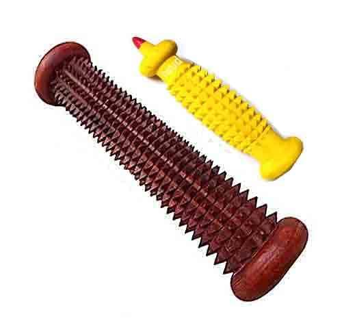 Iwud Iwud Wooden Acupressure Pointed Rod Foot Roller Tools Combo with Hand Massager || acupressure roller|| acupressure hand roller || aqua roller for foot