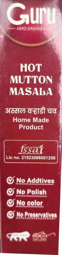 Guru Agro-Organics Guru Hot Mutton Masala | Kaala Masala | 100% Pure and Natural | Homemade Masala || (Pack of 2)