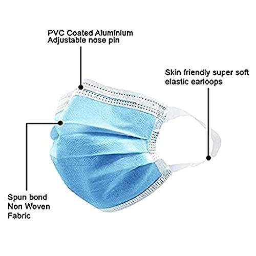7Shield 7Shield Disposable Surgical 3Ply Unisex Mask - Ultra Soft Fabric Wide Ear Loop, Comfortable, Inbuilt Plastic Coated Nose Pin, CE and ISO Certified, Convenient Box Pack of 500 (Medical Blue Color)