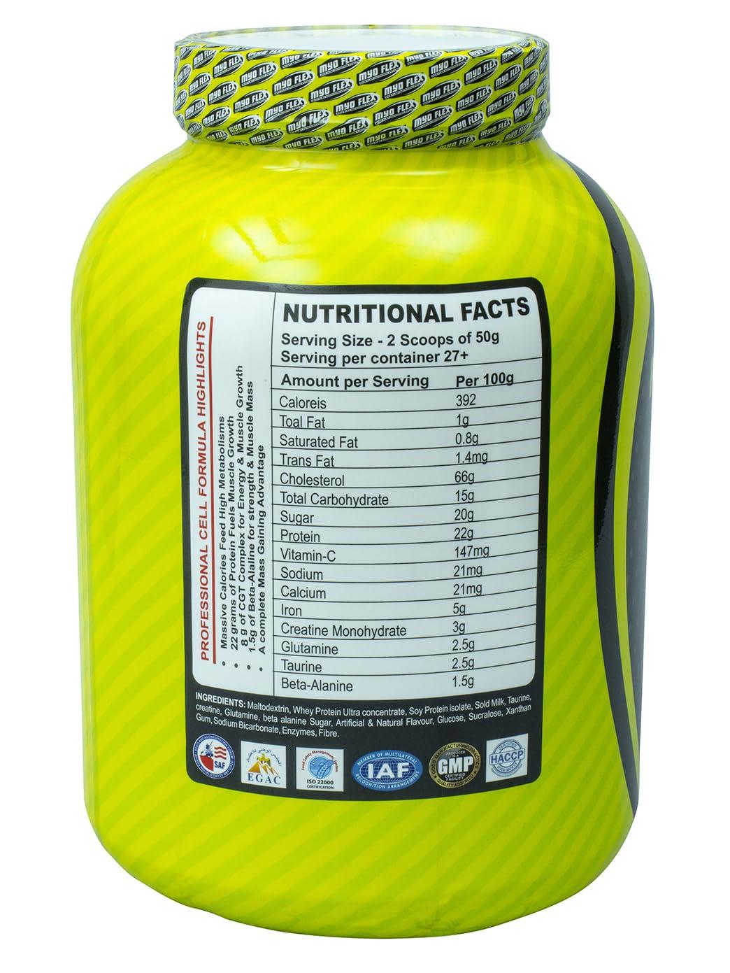 MYO FLEX MYO FLEX Professional Cell Volumizer | Dietary Supplement | Energy Powder | Mass Gainer | Muscle Building & Growth (3 KG)