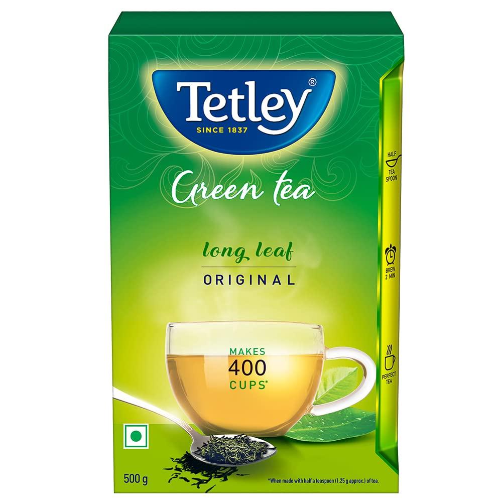 Tetley Tetley Long Leaf Original | All-natural Green Tea with Anti-Oxidants | Green Tea | 500g & Tetley Green Tea Bags, Ginger Mint Lemon, 25 Tea Bags
