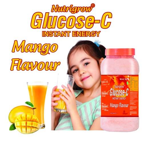 NUTRIGROW Nutrigrow Glucose-C 1kg (Pack of 1, Mango)/ Refreshing Summer Drink/Instant Energy Drink/Glucose Powder