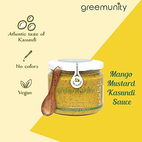 GREEMUNITY GREEMUNITY | Kasundi n Aam Kasundi Combo Pack - Original Bengali Kasundi - Authentic Handmade Orginal Bengali Kasundi n Mango Kasundi,Mustard Sauce and Mango Mustard Sauce 350 gms each [Pack of 2]