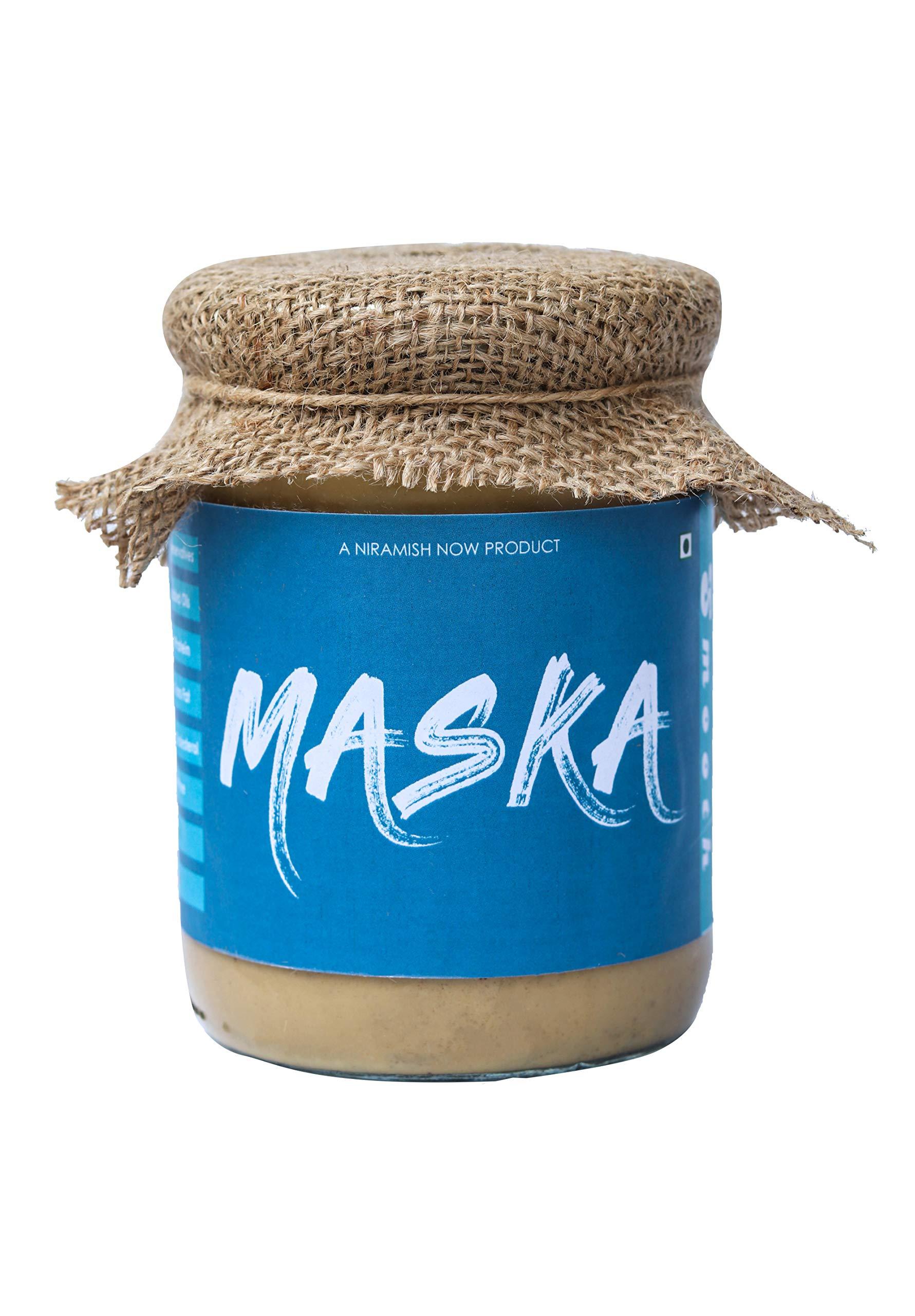 MASKA Maska Natural Peanut Butter Smooth 500 G Unsweetened | High Protein | All-Natural | No Sugar & Salt | Organic | Glass Jar | Gluten Free | Vegan | Vegetarian | Keto Friendly | Eco-Friendly |