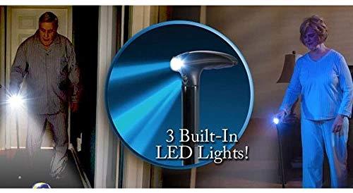 GOPINATH SHOPPE GPNT Trusty Cane - Sturdy Folding Cane with Built-in Lights Portable Old Man Stick Ultra-light Handle LED Light Folding Old Man Safety Walking Stick