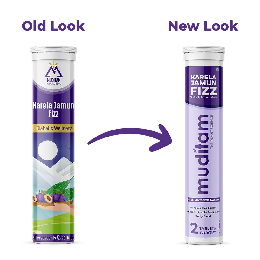 Muditam Ayurveda Muditam Ayurveda Karela Jamun Fizz-100 Effervescent Tablets(Karela Jamun Juice)|Helps in High Sugar Condition|Promotes Healthy Glucose Levels|Boosts Digestive Health| Ideal For 50 Days