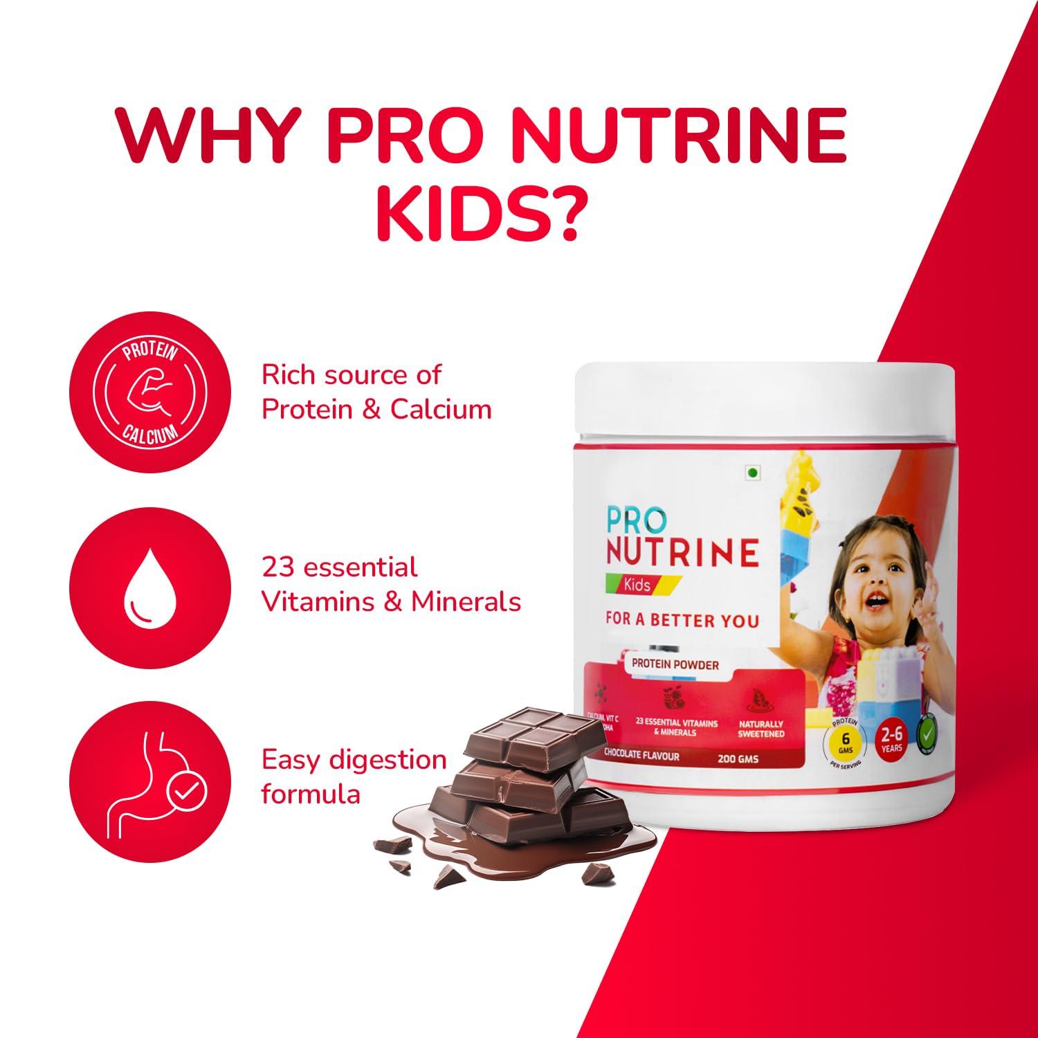 PRO NUTRINE PRO NUTRINE Kids Nutrimix Nutrition Powder 400g 2-6 Years | Plant Based Daily Nutrition Drink with Calcium, 23 Vitamins & Minerals for Healthy Growth and Better Immunity | No Sugar | Chocolate Flavour