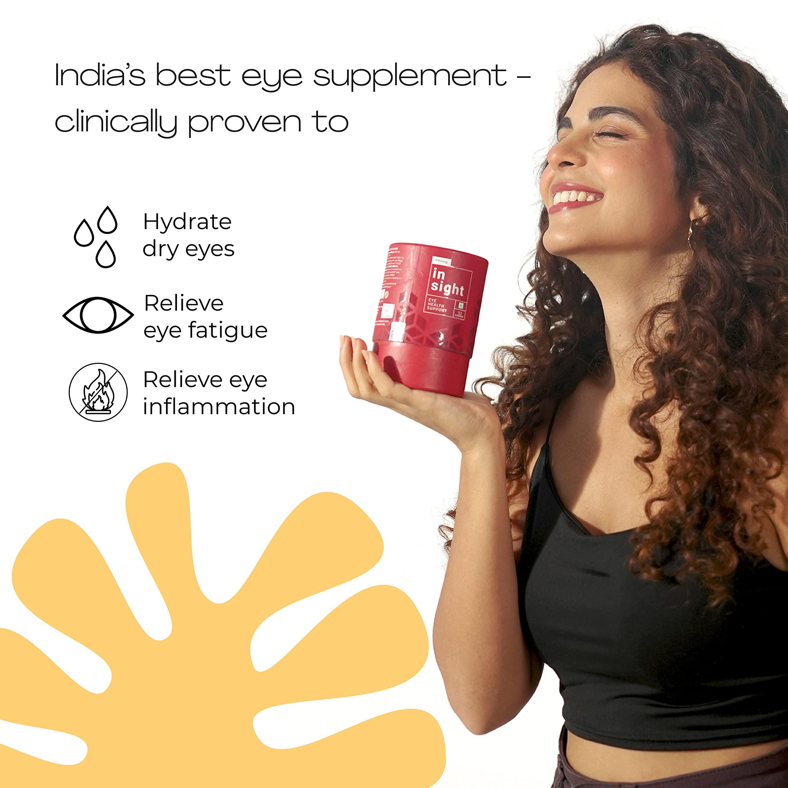 Allbeing Allbeing Eye Supplements Gummies | Insight for Complete Vision Support & Eye Health, Protects against - Dry Eyes, Eye strain, Blue light & Glare | Contains Lutein, Natural Astaxanthin, Bilberry Ext, Vitamins A,C, E, | 100% Natural Flavor - 30 Gummies