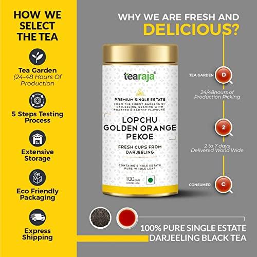 TeaRaja Tearaja Lopchu Golden Orange Pekoe Darjeeling Leaf Tea, 100g