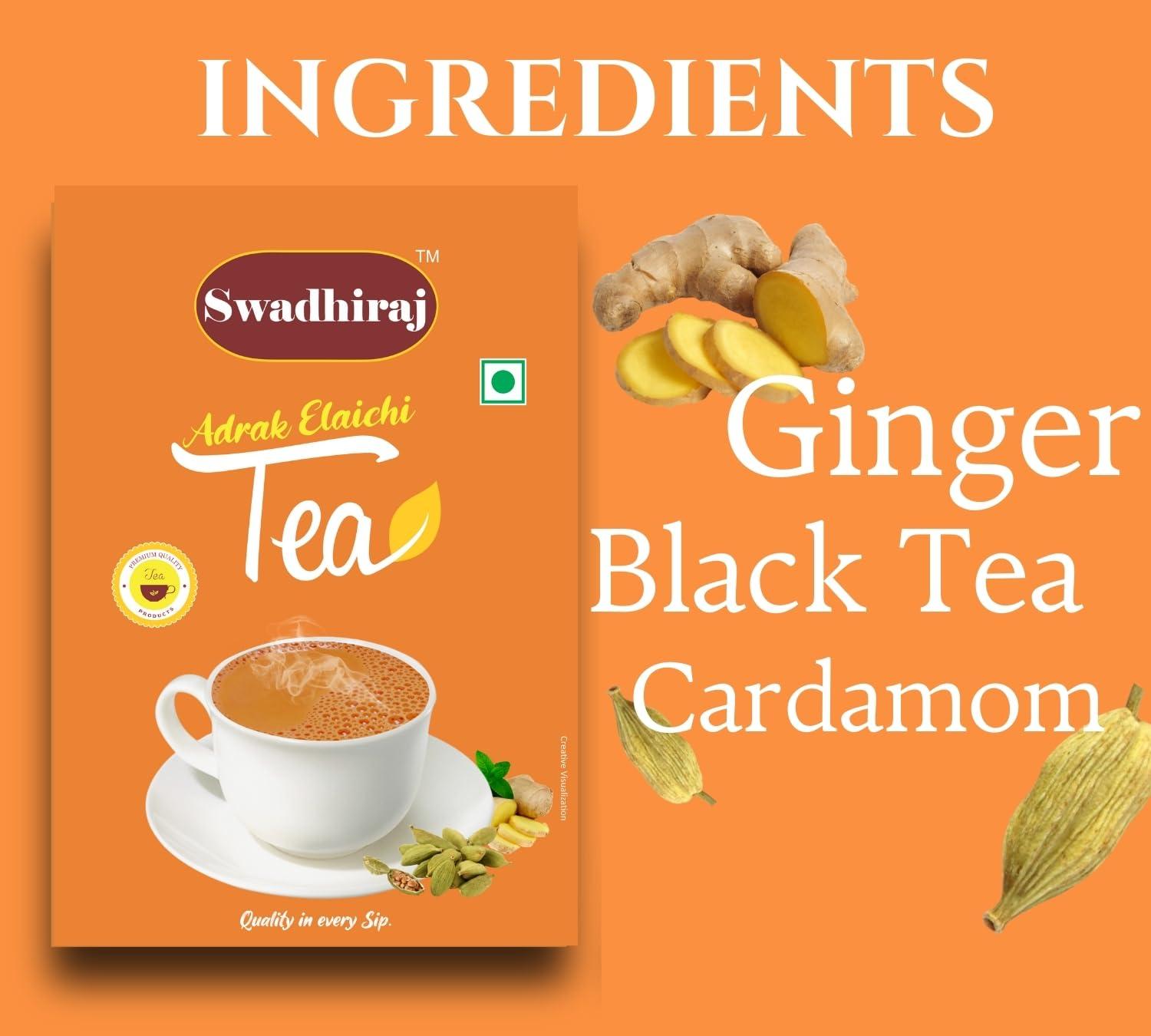 Swadhiraj Swadhiraj Adrak Elaichi Tea Powder - Tea 250gm| Masala Tea | Ginger Cardamom Tea| Adrak Elaichi Chai Powder| Masala Chai Patti - Pure Original Ginger & Cardamom