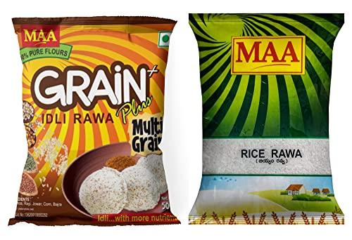 MAA MAA Premium Combo of Grain Plus Idly Rawa 1Kg & Rice Rawa 1Kg
