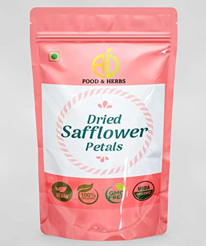 A D FOOD & HERBS A D Food & Herbs Organic Dried Safflower Flower/Petals Kusum ke phool Aromatic Edible for Homemade Lattes, Tea Blends, Bath Salts, Gifts, Crafts 100 Gms