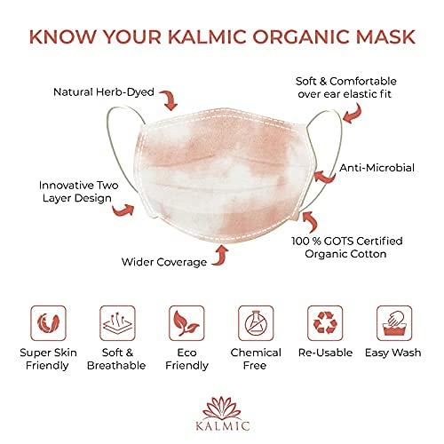 Kalmic Kalmic Organic Cotton Face Mask Combo Pack of 6 (3Adult +3Kids Small Size), 100% GOTS Certified Cotton Herbal Dyed with Manjistha Herb(Madder Herb)