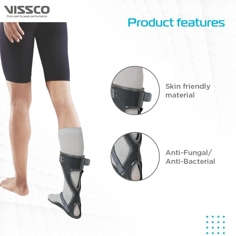Vissco Vissco Foot Drop Splint | Ankle Support for patients suffering from Foot Drop, Prevents Axial Rotation of The Leg And Foot (Left Leg) - Medium (Grey)