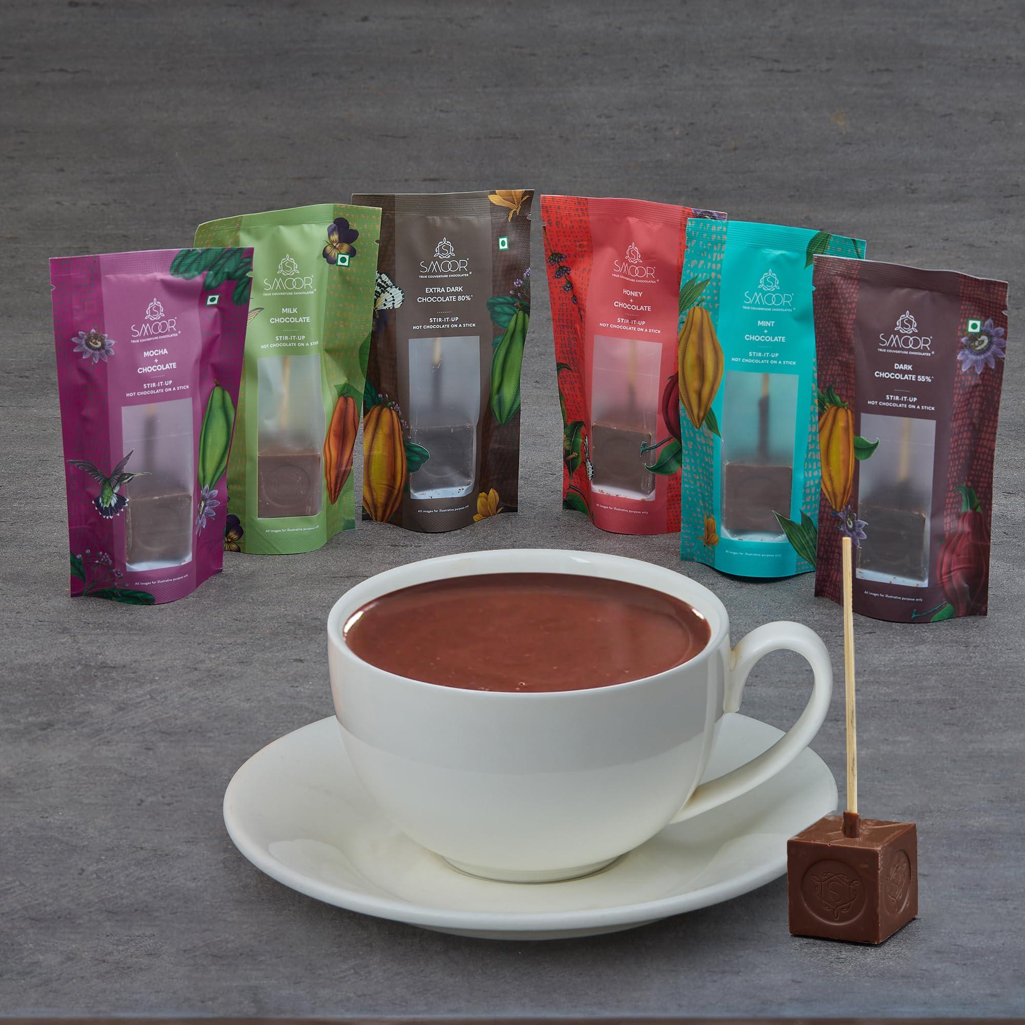 SMOOR SMOOR Stir-it-Up Mint Hot Chocolate Cubes | DIY dissolvable hot chocolate on a stick | 1 cube makes 1 cup hot chocolate |Perfect For Snacking & Gifting | 90gm (Pack of 3) (Mint)