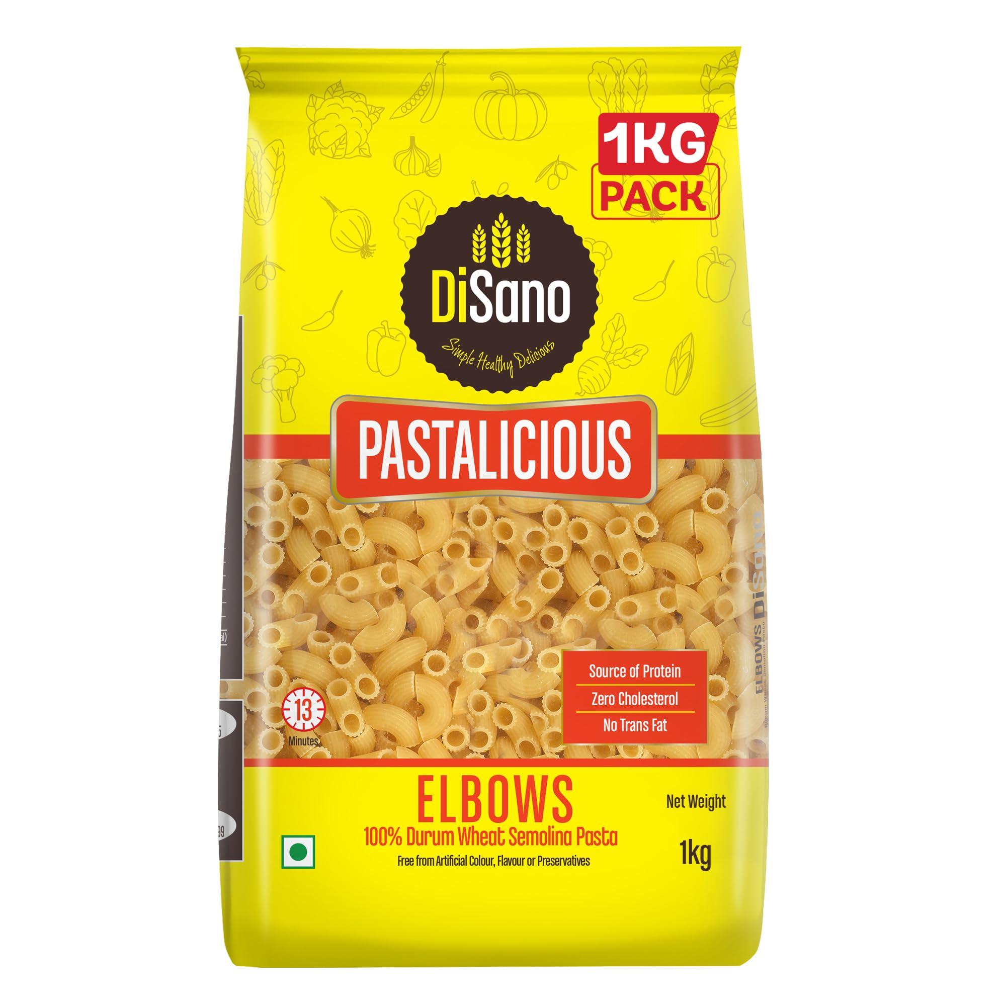 DISANO DiSano Pastalicious 100% Durum Wheat Macroni Pasta, Elbow, 1kg & DiSano Pastalicious 100% Durum Wheat Fusilli Pasta, 1kg