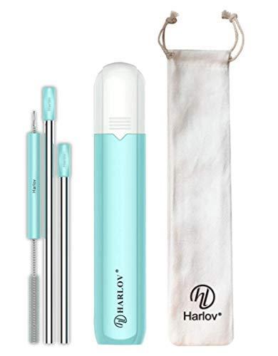 Harlov HARLOV 3-WAY PERSONAL POCKET STRAW, Reusable, Portable, 3 Sizes, Stainless-Steel Drinking Straws with Silicone Tips, a Connecting Sleeve, a Cleaning Brush, and a Carrying Case for Personal Use