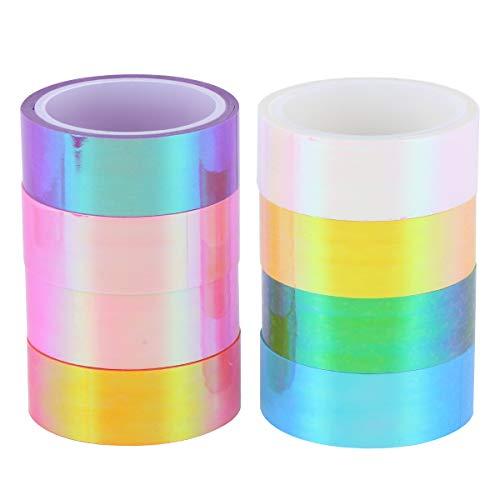 HEALLILY 8pcs Exquisite Paper Tape Unique Label Sticker Stylish Diary Hand Account Washi Paper Tape Beautiful Bronzing Paper Tape for DIY (Colorful Film)