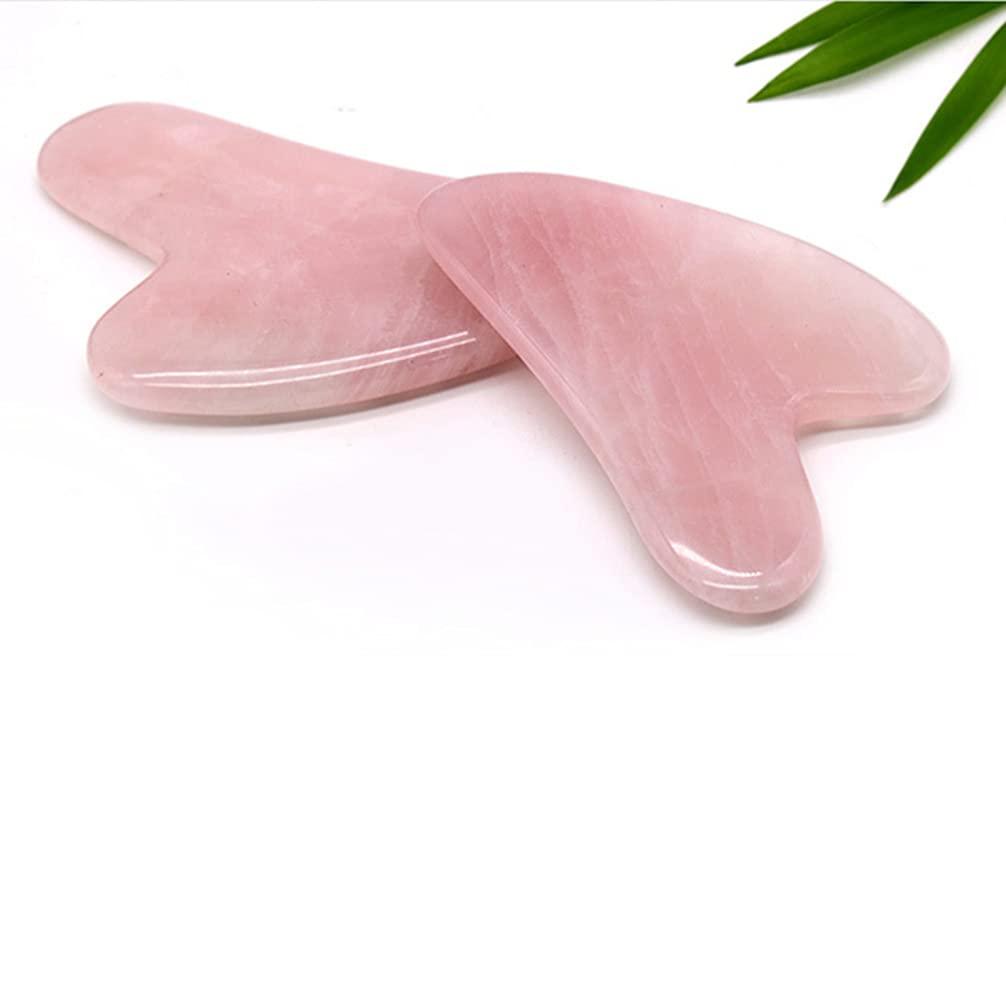 HEALLILY HEALLILY 2pcs Rose Quartz Tool Jade Stone Guasha Scraping Massage Tool Anti Aging Massage Tool SPA Body Skin