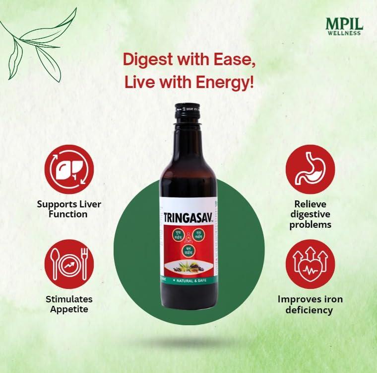 MPIL Mpil Tringasav Digestive Tonic | Natural Appetiser | Ayurvedic Tonic for Digestion, Acidity, Constipation and Gas Relief | boosts digestive immunity | 450ml (Pack Of 1)