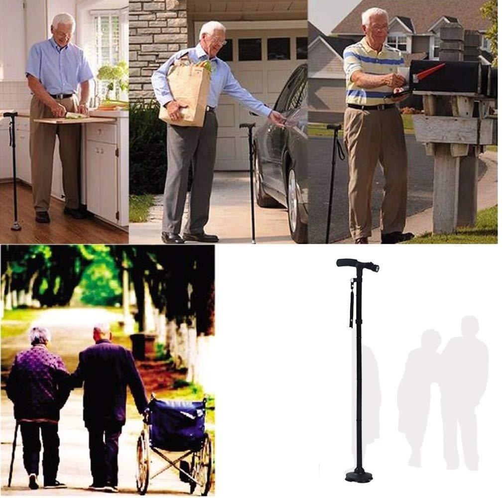 Vidhi Sales Vidhi sales Foldable Walking Stick 4 Head Pivoting Stick with Built In LED Lights