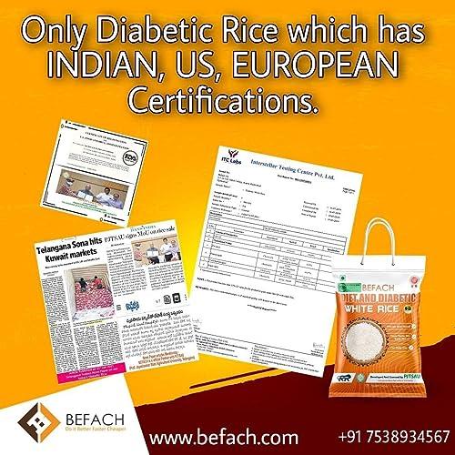 Befach 4x Befach Fortified Low GI Rice | Free of Pesticides, Non GMO, Certified Low GI & Low Sugar White Rice Perfect for Diet & Diabetic Patients | 4.5 kg (Pack of 3)