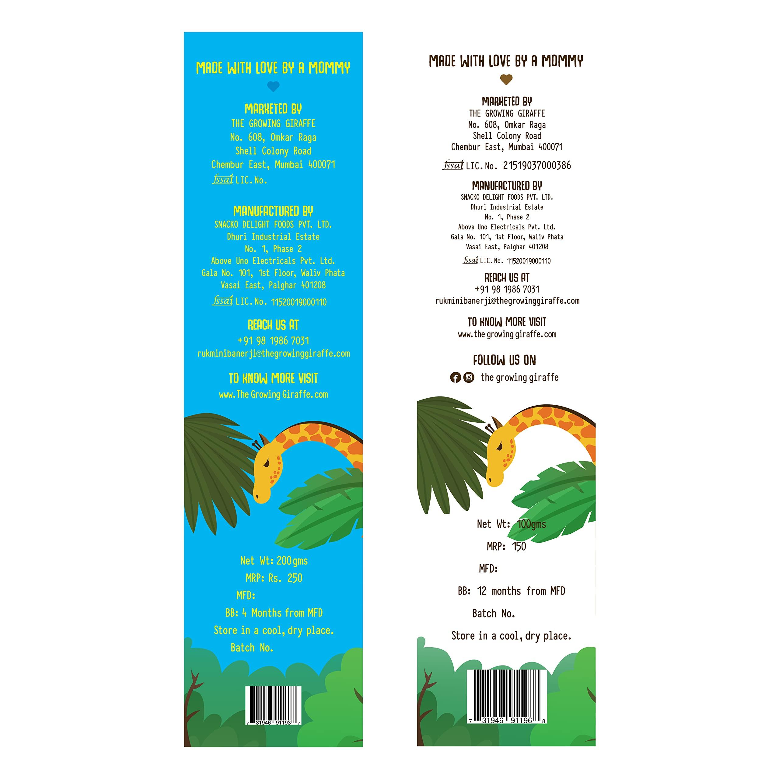 The Growing Giraffe The Growing Giraffe Biscuits, Healthy Snacks, Nutritious Cookies Ragi Cookies 200 Gms & Cheese Crackers 60 Gms 100% natural & healthy