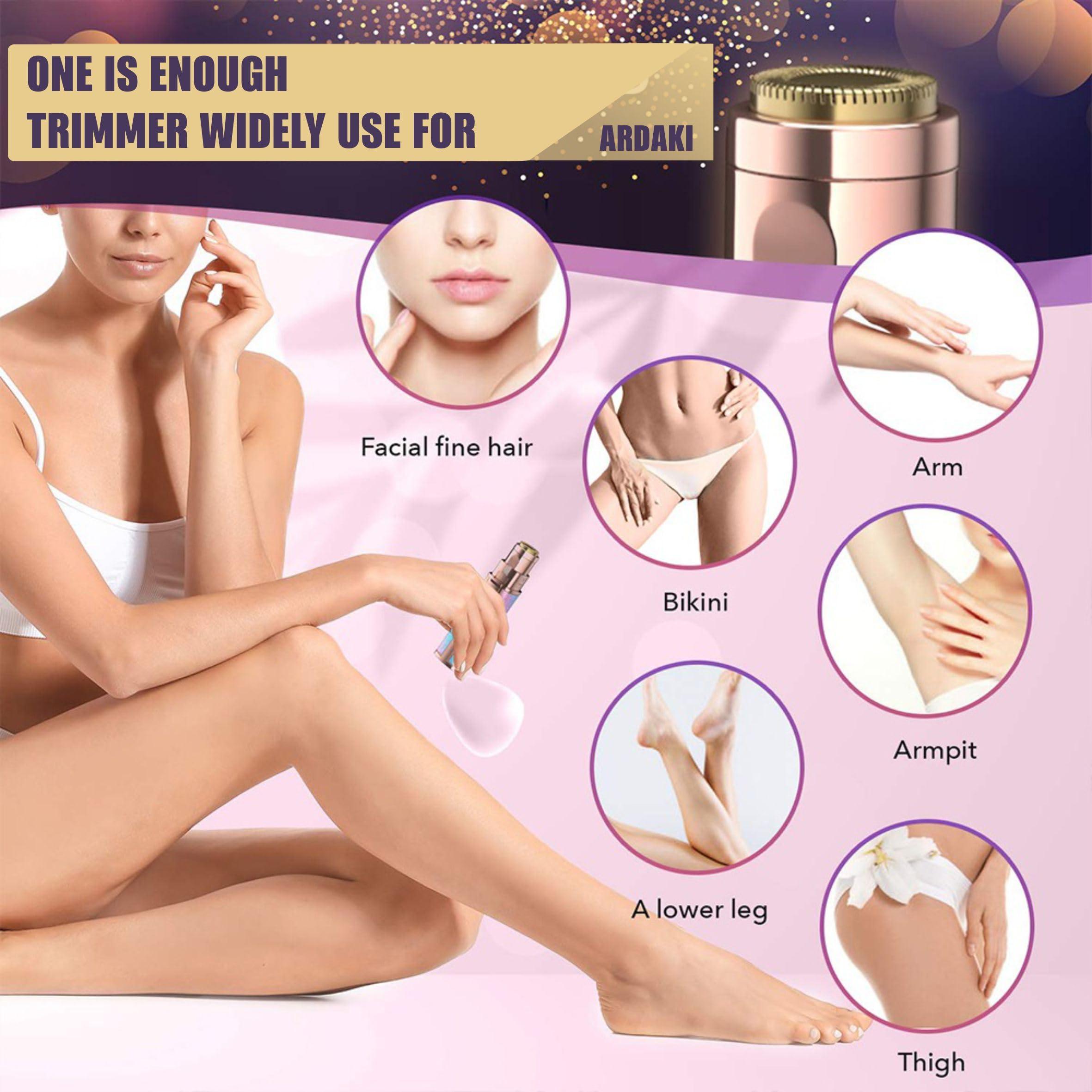 ARDAKI ARDAKI Rechargeable 2-in-1 Multi Trimmer For Women, Multipurpose Hair Remover for Women, Face, Leg, Eyebrow, Underarms, Bikini Trimmer With Changeable Heads Epilator with Light