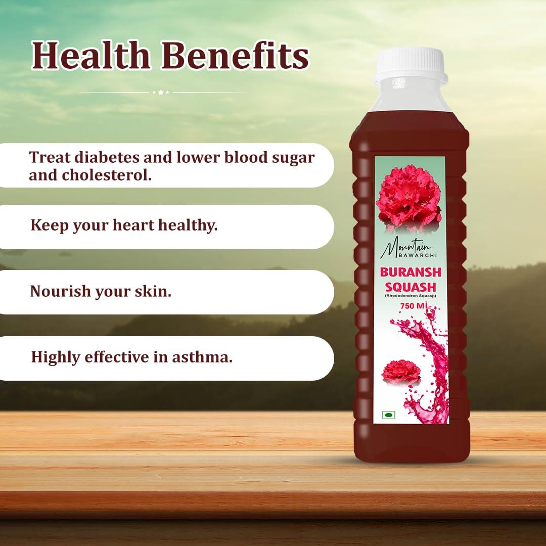 Mountain Bawarchi Mountain Bawarchi Buransh Squash Drink | Refreshing Rhododendron Juice | Ready to Serve | 750ml (Pack of 2)