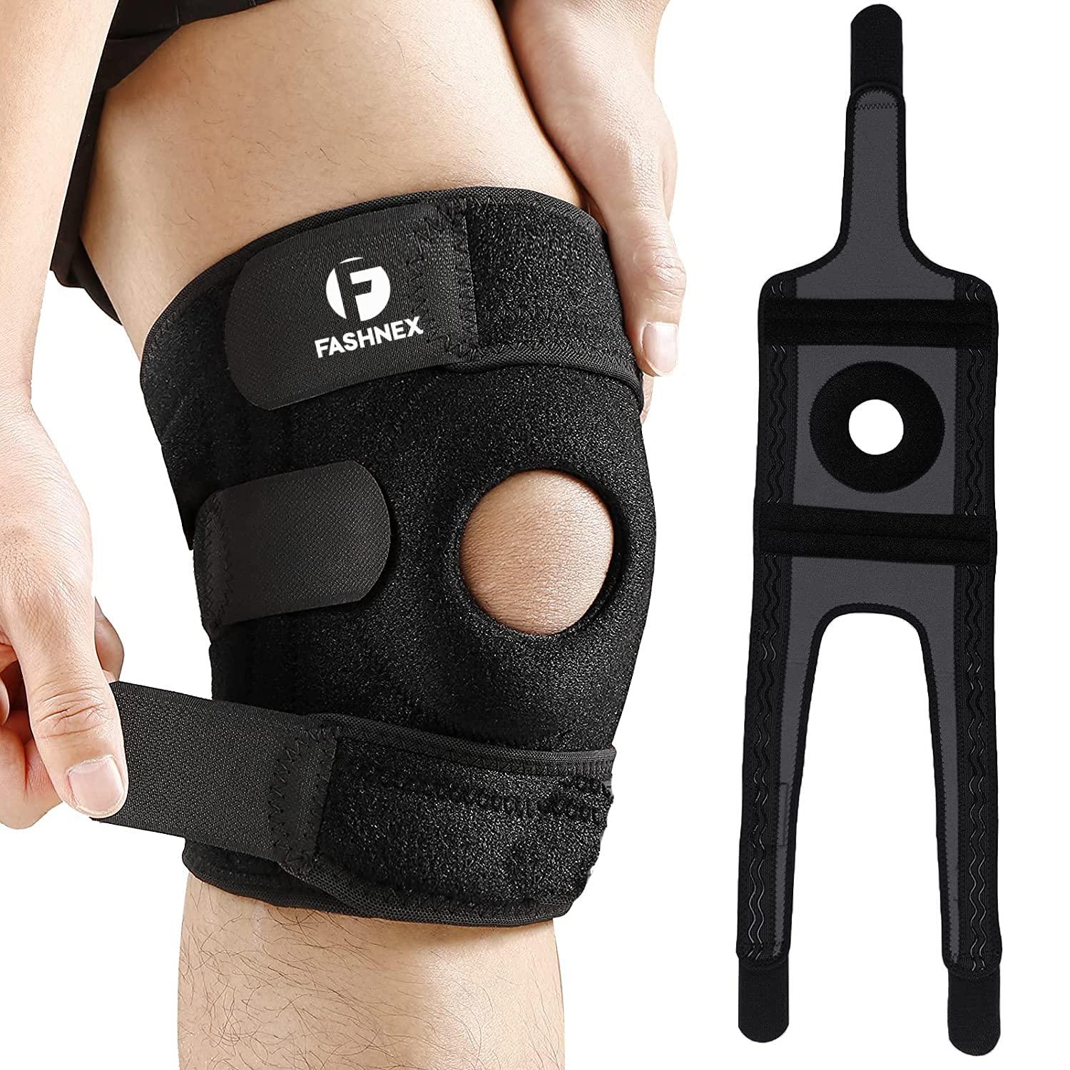 FASHNEX FASHNEX Premium Knee Support Open Patella, Breathable Knee Cap Brace for Arthritis, Pain Relief, Sports for Men & Women (Design A - SINGLE (Black),Non toxic, Free Size)