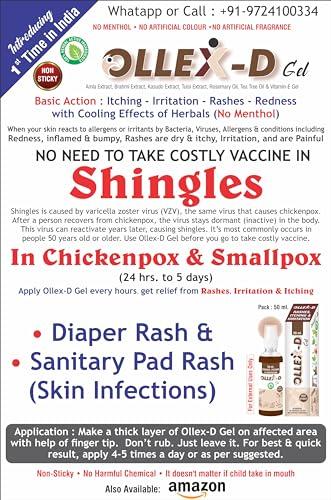 OLLEX-D OLLEX-D Skin Rash Relief Gel - Fast-Acting Soothing Formula for Itching and Redness - Natural Ingredients - Dermatologist Approved - 50ml Pack (5)